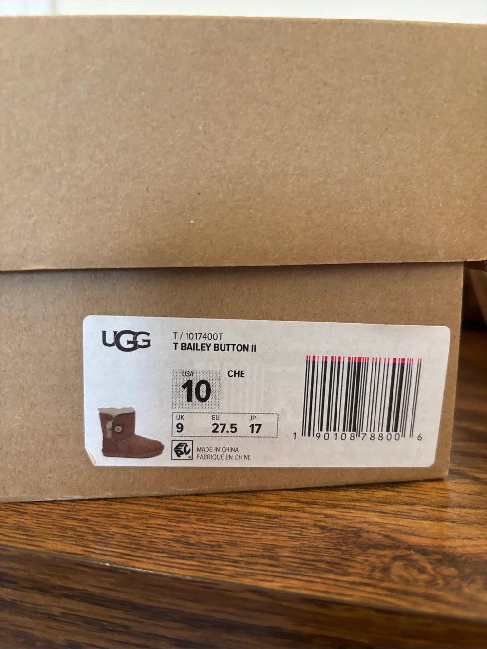 UGG Chestnut Suede Button Short Boots with Shearling